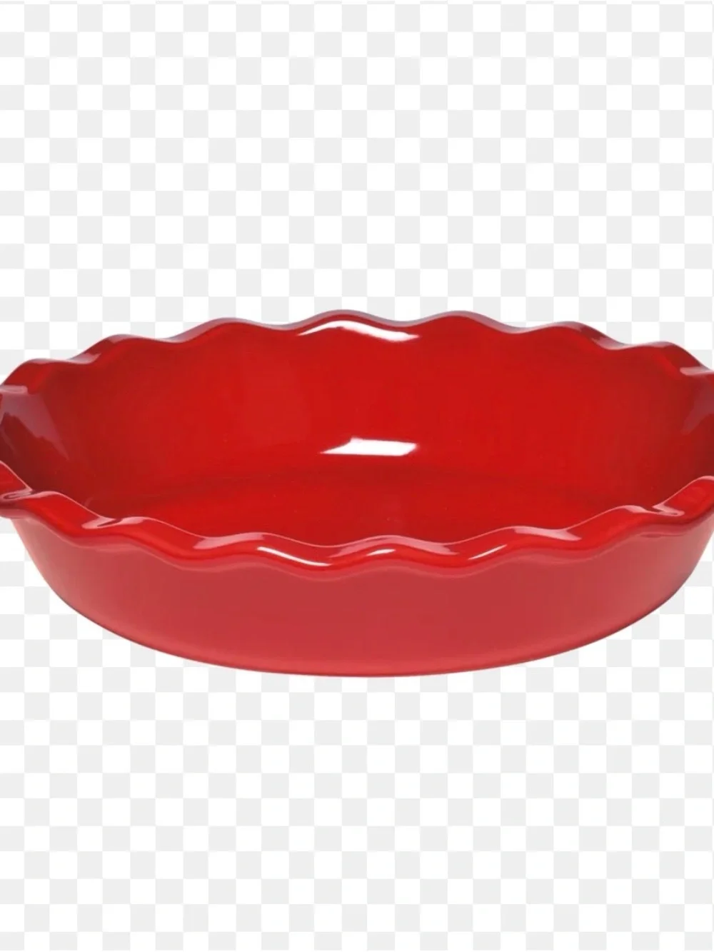 Red Ceramic Fluted Pie Dish - Home Kitchen